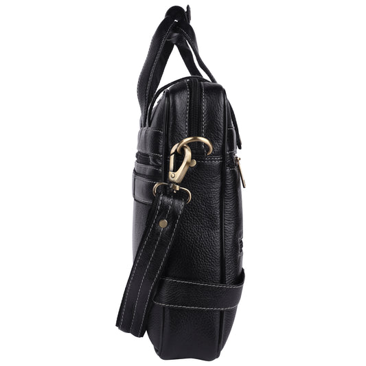 15-Inch Leather Business Bag | Water-Resistant Laptop Messenger with Adjustable Strap | 1kg Lightweight Office Bag