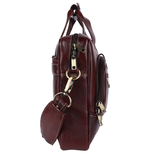 Premium Faux Leather Laptop Briefcase – 15.6 Inch Professional Messenger Bag (Burgundy)