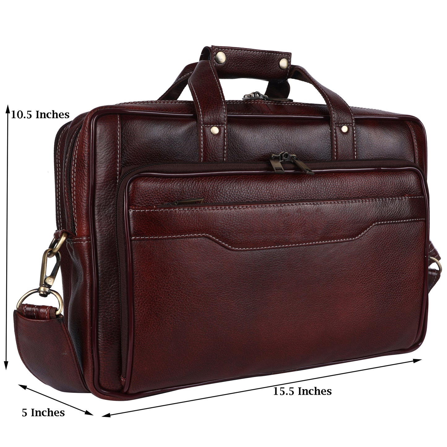 Genuine Leather Executive Briefcase – 15.5" Professional Messenger Bag (Vintage Brown)
