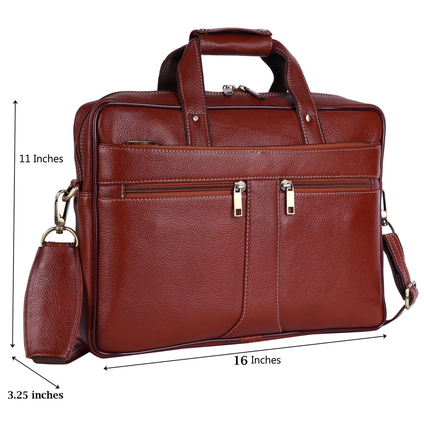 Genuine Leather Executive Briefcase – 16" Professional Laptop Bag (Vintage Tan)