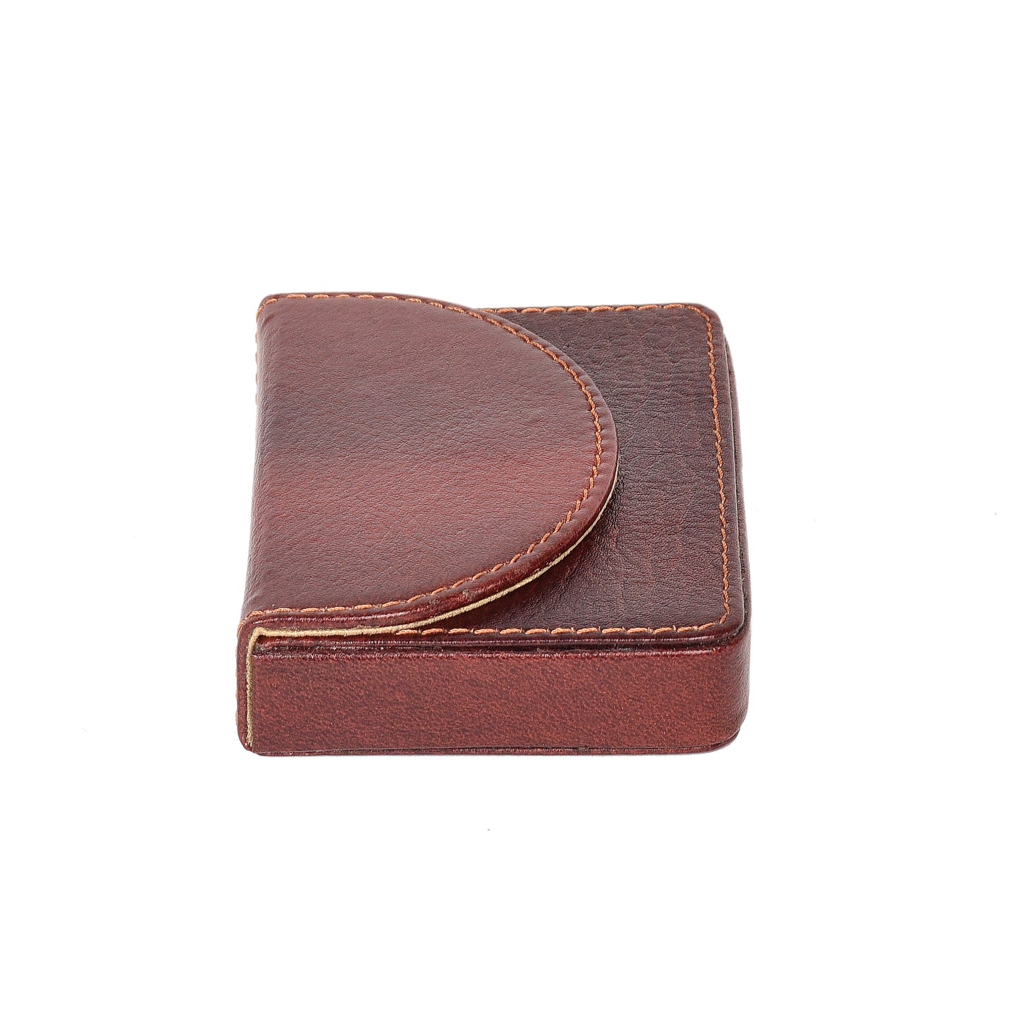 Handcrafted Full-Grain Leather Business Card Holder – Mahogany Brown