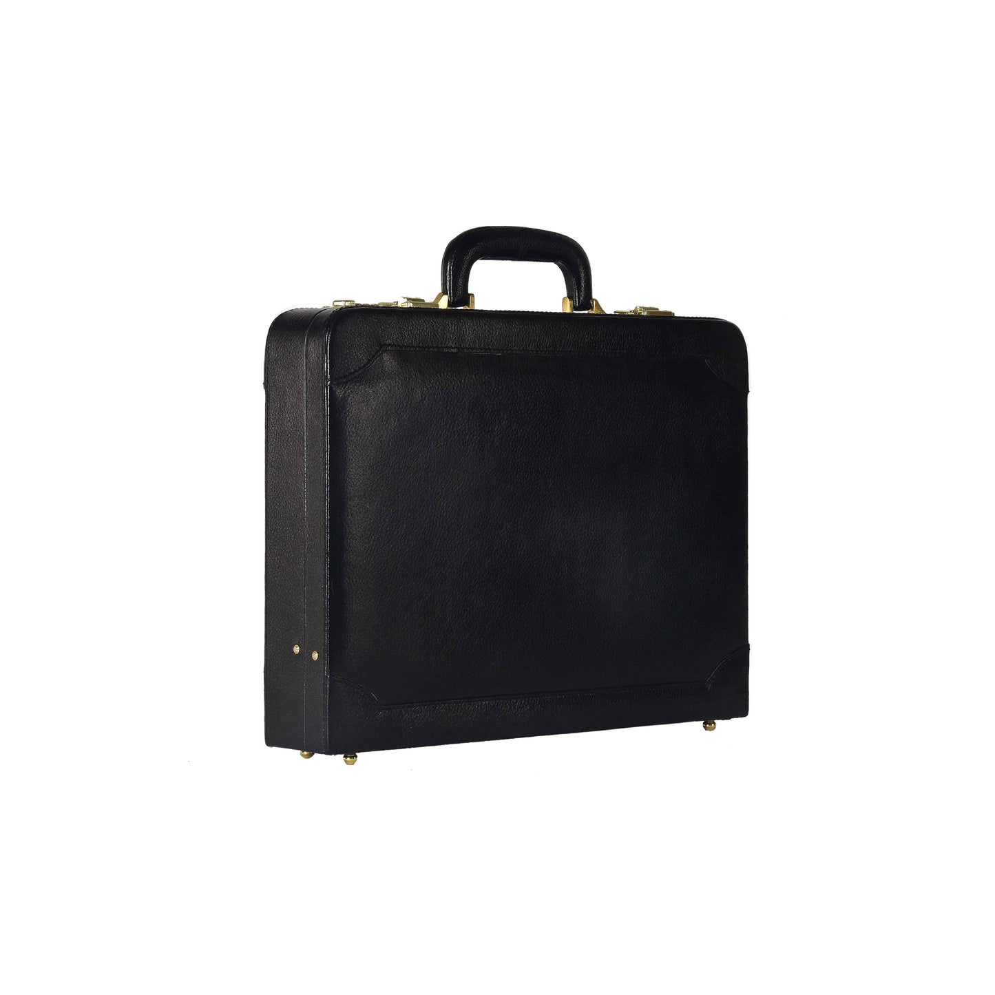 Leather Hard-Shell Executive Attaché Briefcase – Professional Business Case (Black)