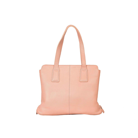 Livinwise Genuine Blush Leather Triple-Compartment Tote Bag