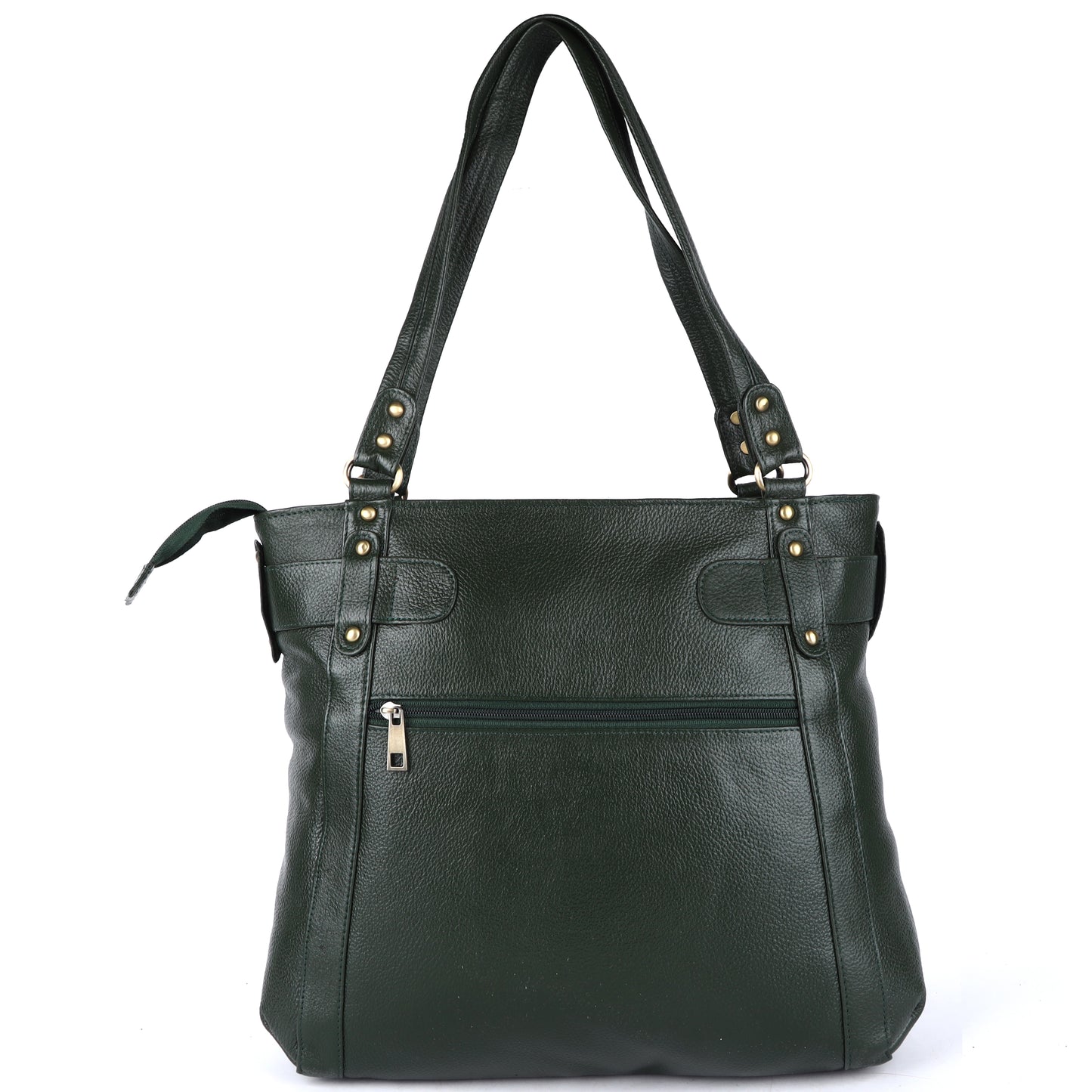 Livinwise Genuine Green Leather Belted Tote Bag for Women