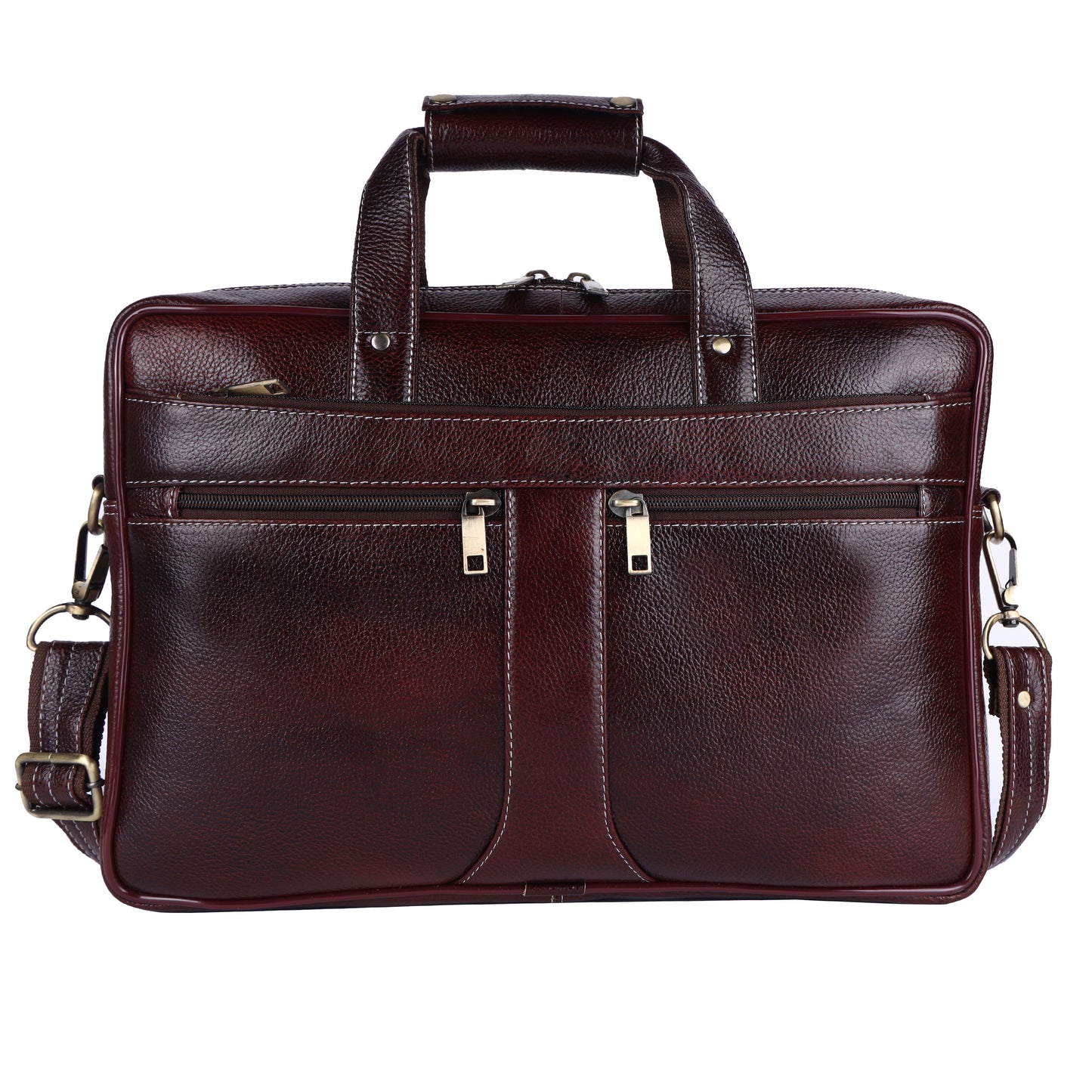 Top-Grain Leather Laptop Briefcase – 16" Professional Messenger Bag (Deep Mahogany)