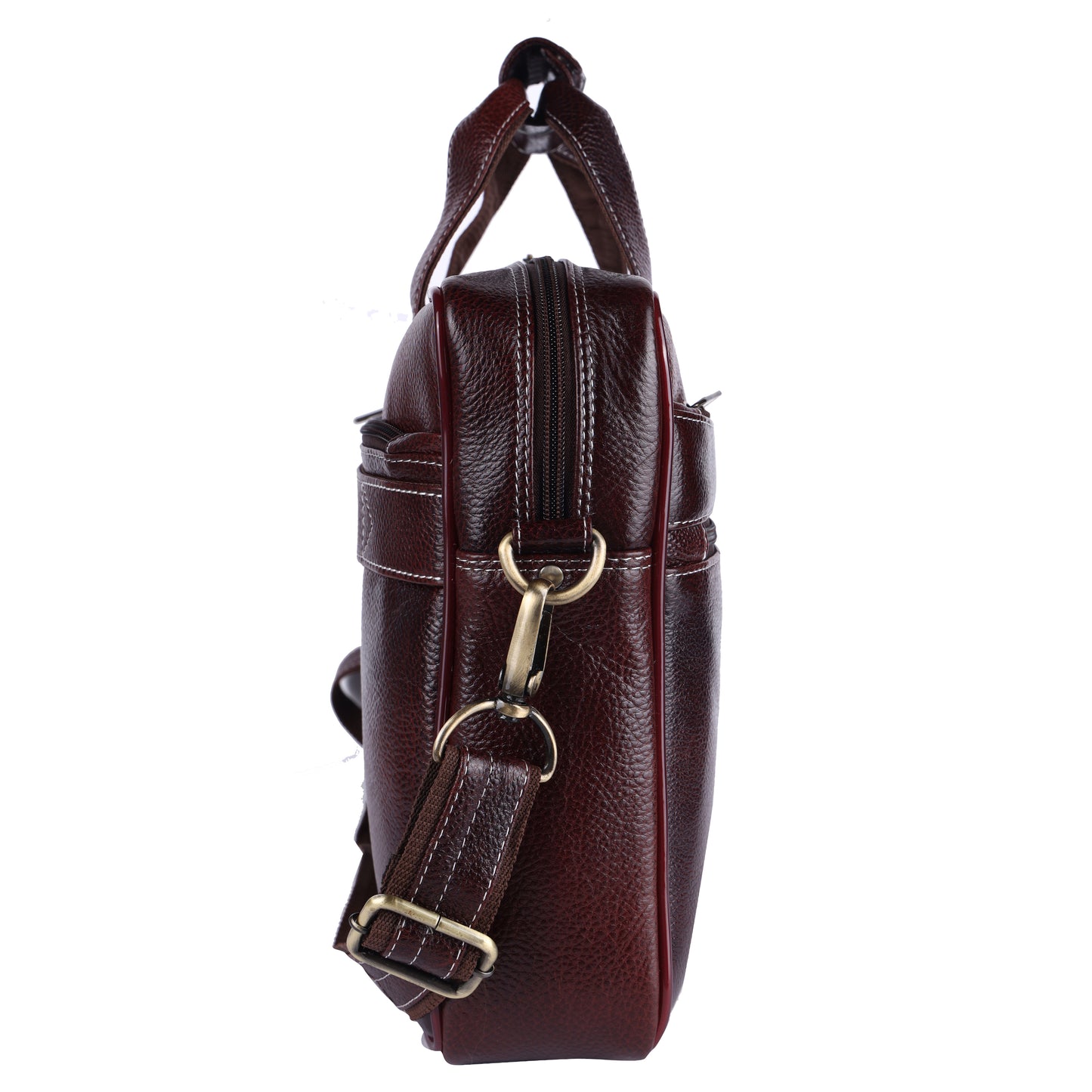 Top-Grain Leather Laptop Briefcase – 16" Professional Messenger Bag (Deep Mahogany)