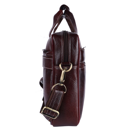 Top-Grain Leather Laptop Briefcase – 16" Professional Messenger Bag (Deep Mahogany)