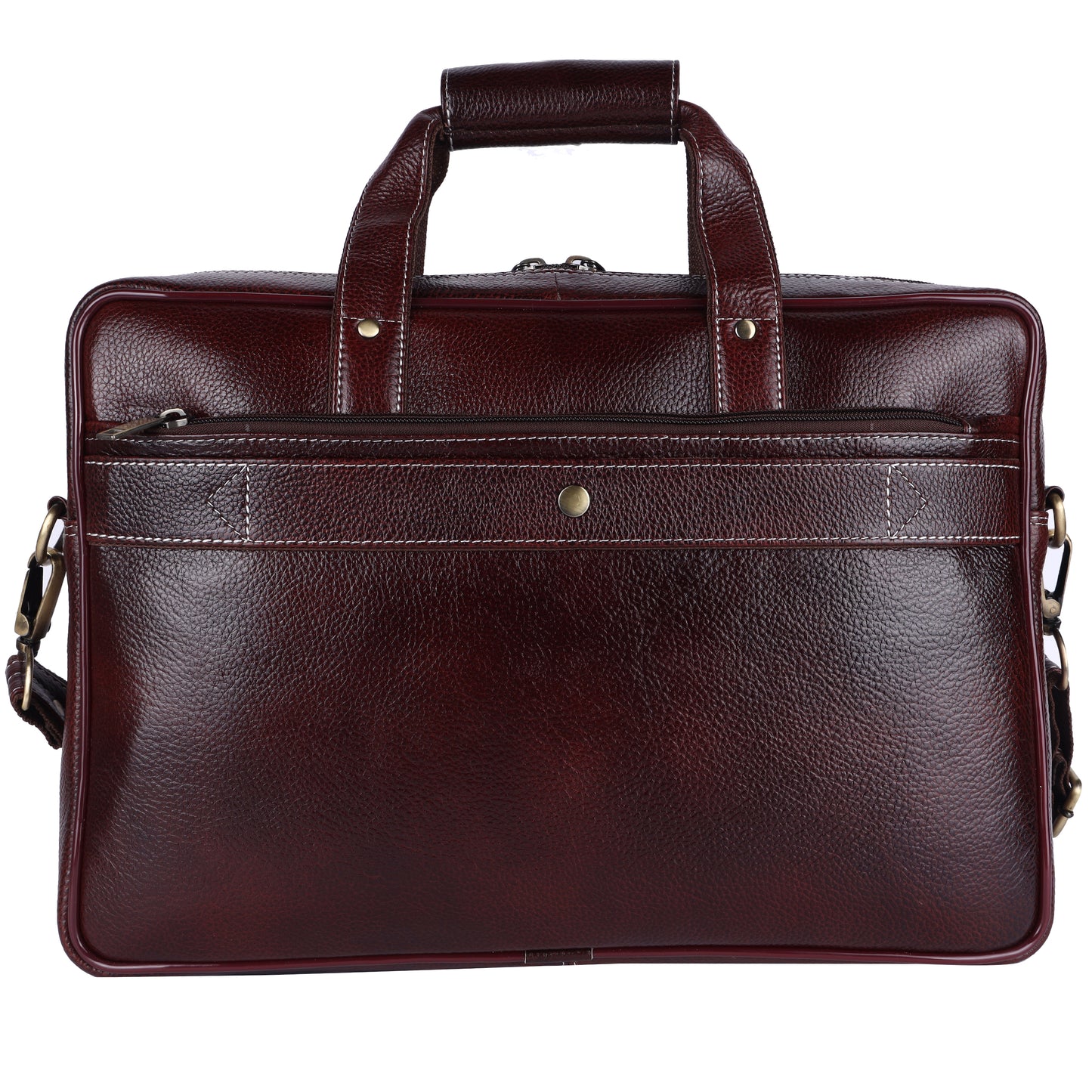 Top-Grain Leather Laptop Briefcase – 16" Professional Messenger Bag (Deep Mahogany)