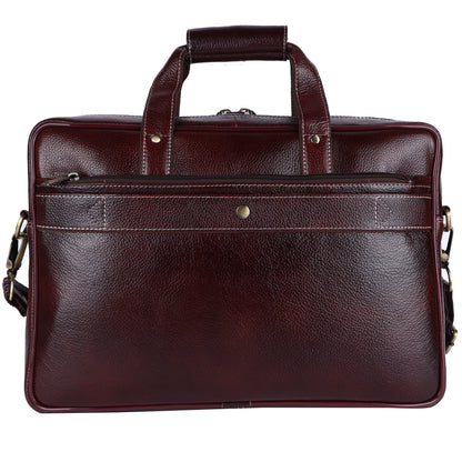 Top-Grain Leather Laptop Briefcase – 16" Professional Messenger Bag (Deep Mahogany)