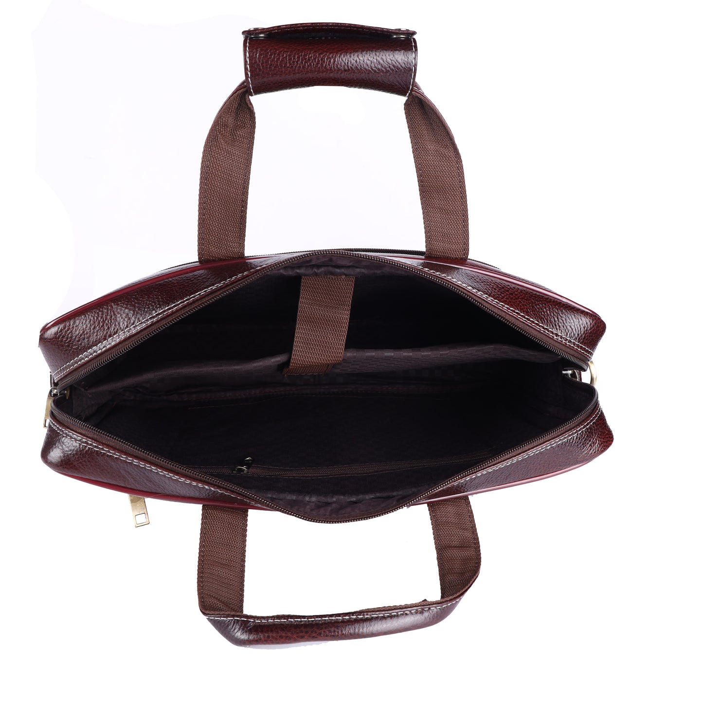 Top-Grain Leather Laptop Briefcase – 16" Professional Messenger Bag (Deep Mahogany)