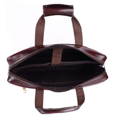Top-Grain Leather Laptop Briefcase – 16" Professional Messenger Bag (Deep Mahogany)