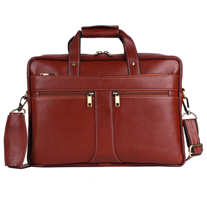 Genuine Leather Executive Briefcase – 16" Professional Laptop Bag (Vintage Tan)