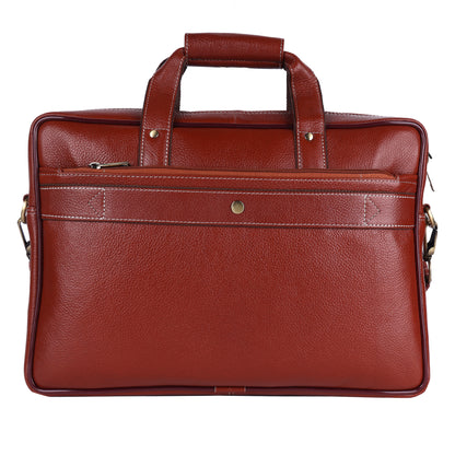 Genuine Leather Executive Briefcase – 16" Professional Laptop Bag (Vintage Tan)