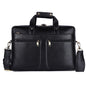 Leather Business Satchel – 16" Professional Work & Travel Messenger Bag (Black)