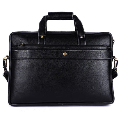 Leather Business Satchel – 16" Professional Work & Travel Messenger Bag (Black)