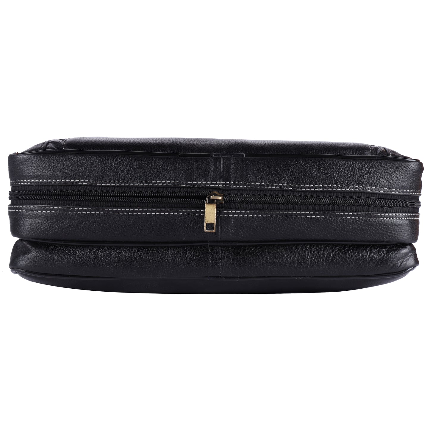 Men's Leather Laptop Briefcase – 15" Multi-Compartment Messenger Bag (Black)