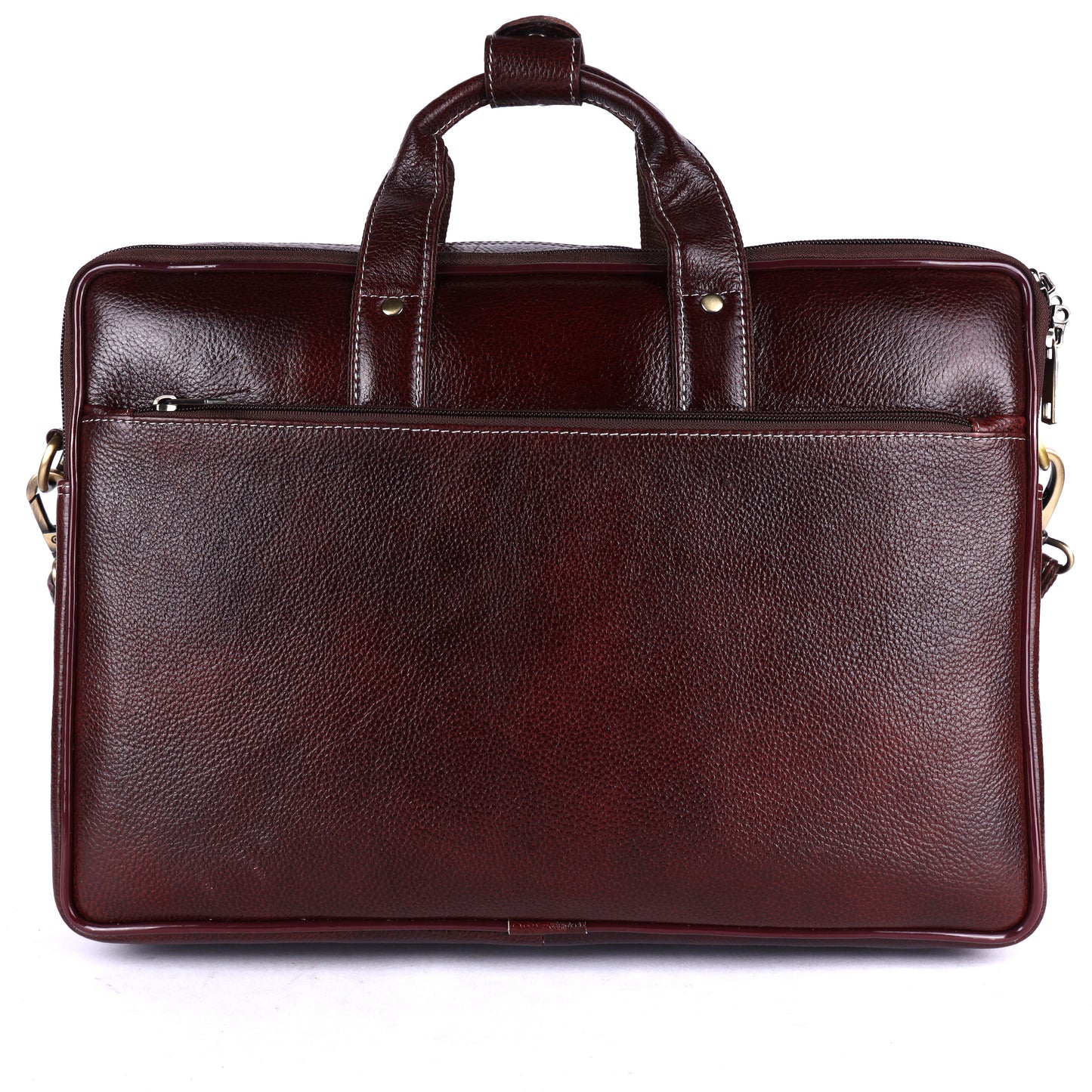 Leather Business Messenger Bag – 15" Laptop Bag with Adjustable Strap (Mahogany Brown)