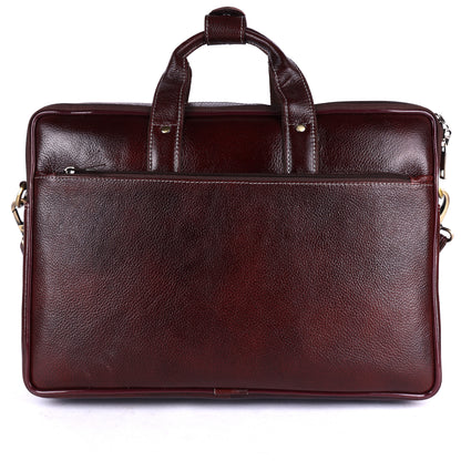 Leather Business Messenger Bag – 15" Laptop Bag with Adjustable Strap (Mahogany Brown)