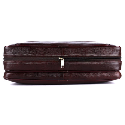 Leather Business Messenger Bag – 15" Laptop Bag with Adjustable Strap (Mahogany Brown)