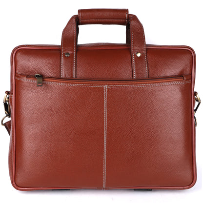 Vegan Leather Laptop Briefcase – 15.6" Multi-Pocket Executive Messenger Bag (Tan)