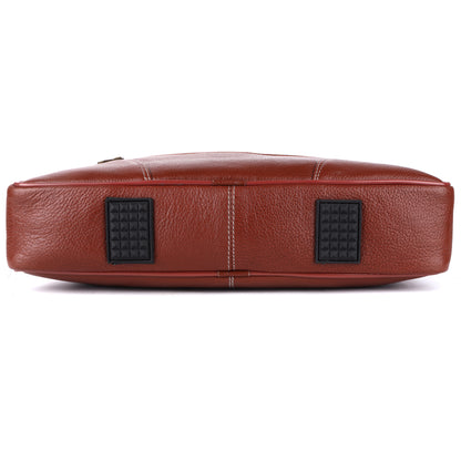 Vegan Leather Laptop Briefcase – 15.6" Multi-Pocket Executive Messenger Bag (Tan)
