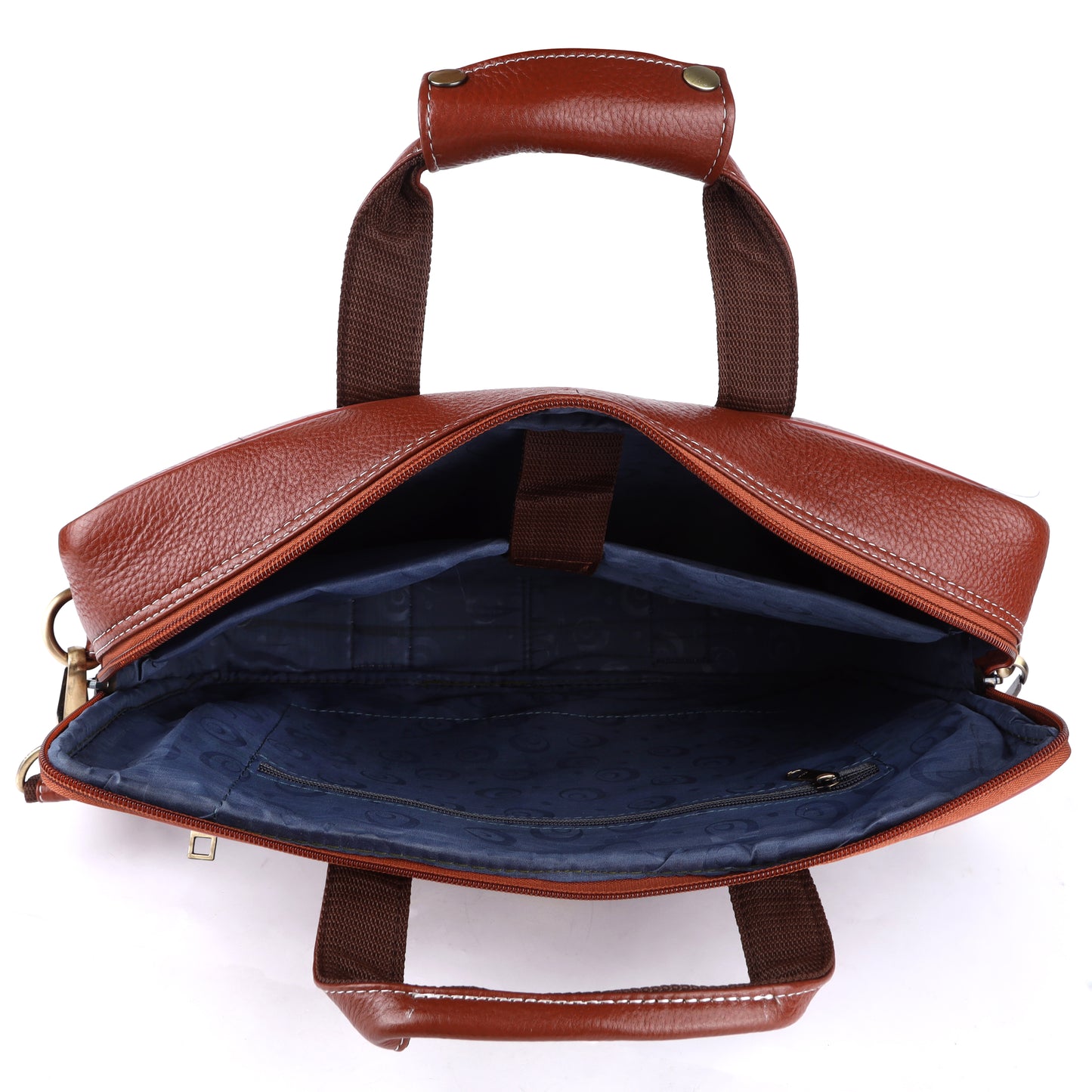 Vegan Leather Laptop Briefcase – 15.6" Multi-Pocket Executive Messenger Bag (Tan)