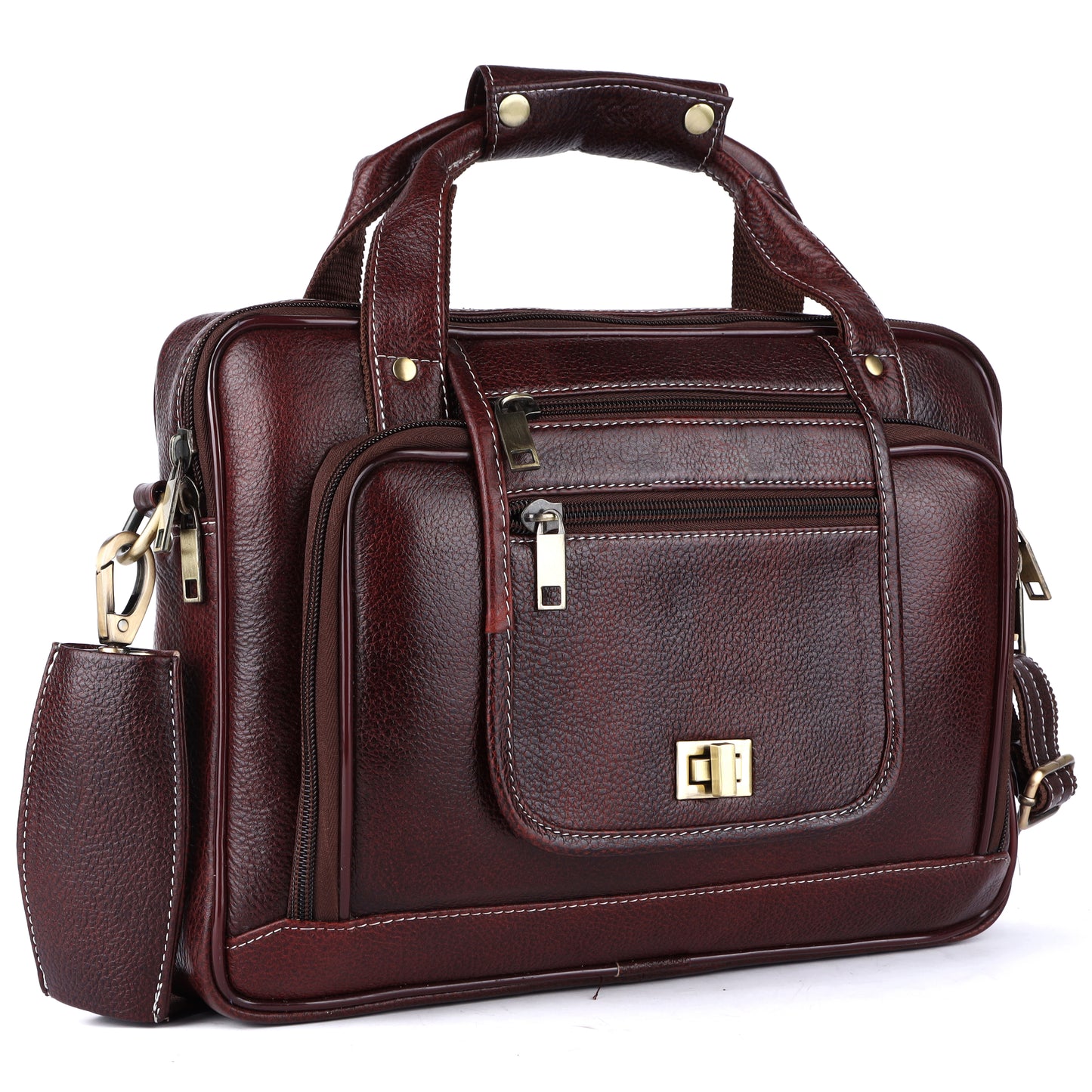 Heritage Leather Multi-Pocket Briefcase – 15.6" Laptop Messenger Bag - Brown
