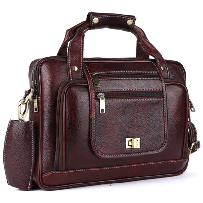 Heritage Leather Multi-Pocket Briefcase – 15.6" Laptop Messenger Bag - Brown