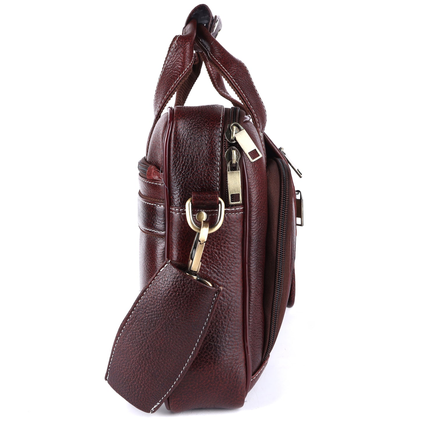 Heritage Leather Multi-Pocket Briefcase – 15.6" Laptop Messenger Bag - Brown