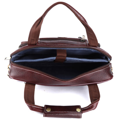 Heritage Leather Multi-Pocket Briefcase – 15.6" Laptop Messenger Bag - Brown