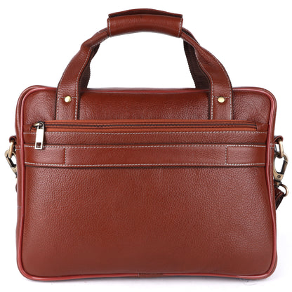 Heritage Leather Multi-Pocket Briefcase – 15.6" Laptop Messenger Bag - TAN