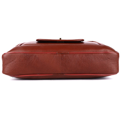 Heritage Leather Multi-Pocket Briefcase – 15.6" Laptop Messenger Bag - TAN