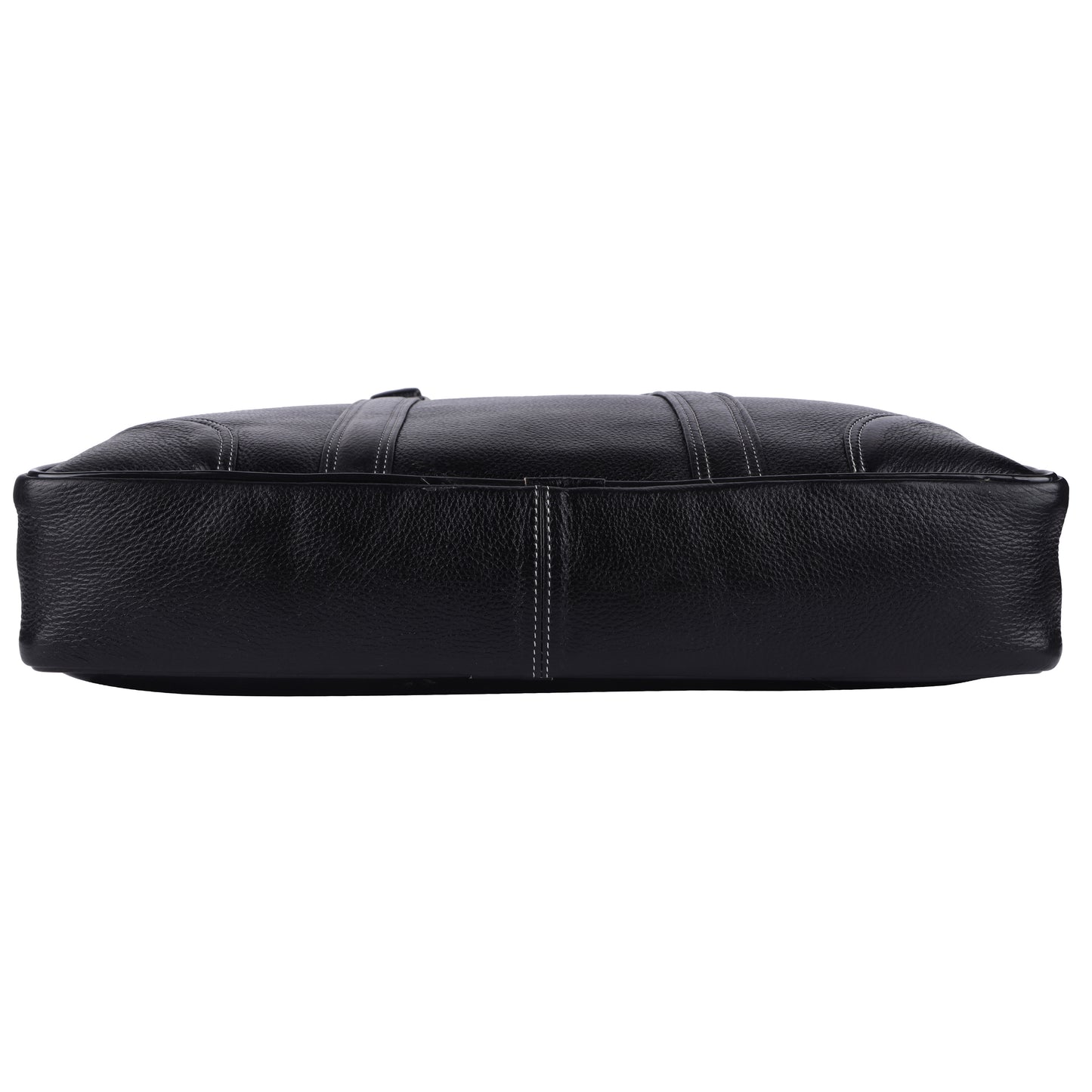 Grained Leather Executive Briefcase – 15.5" Professional Laptop Messenger Bag (Black)