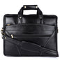 Vegan Leather Laptop Briefcase – 15.6" Multi-Pocket Executive Messenger Bag (Black)