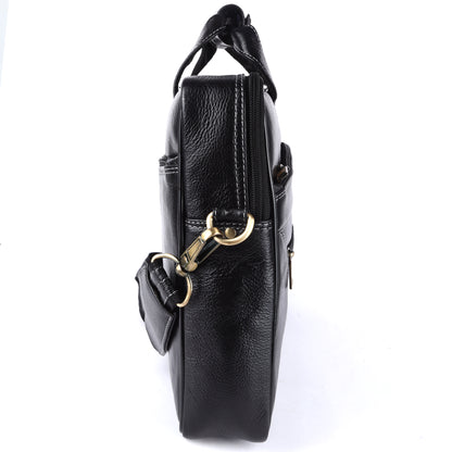 Vegan Leather Laptop Briefcase – 15.6" Multi-Pocket Executive Messenger Bag (Black)