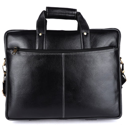 Vegan Leather Laptop Briefcase – 15.6" Multi-Pocket Executive Messenger Bag (Black)