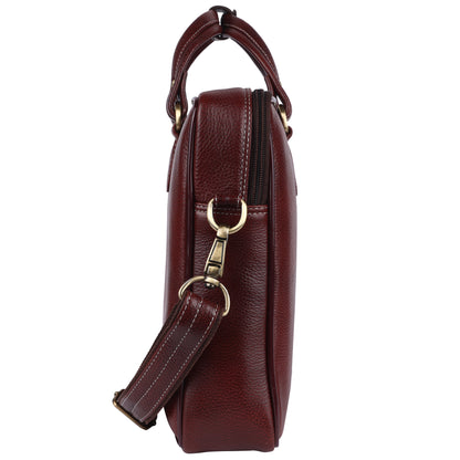Full-Grain Leather Laptop Briefcase – 15.6" Slim Professional Messenger Bag (Mahogany)