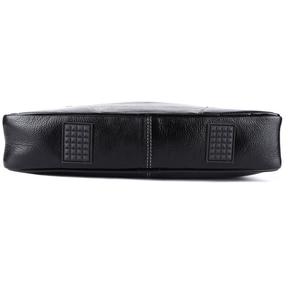 Vegan Leather Laptop Briefcase – 15.6" Multi-Pocket Executive Messenger Bag (Black)