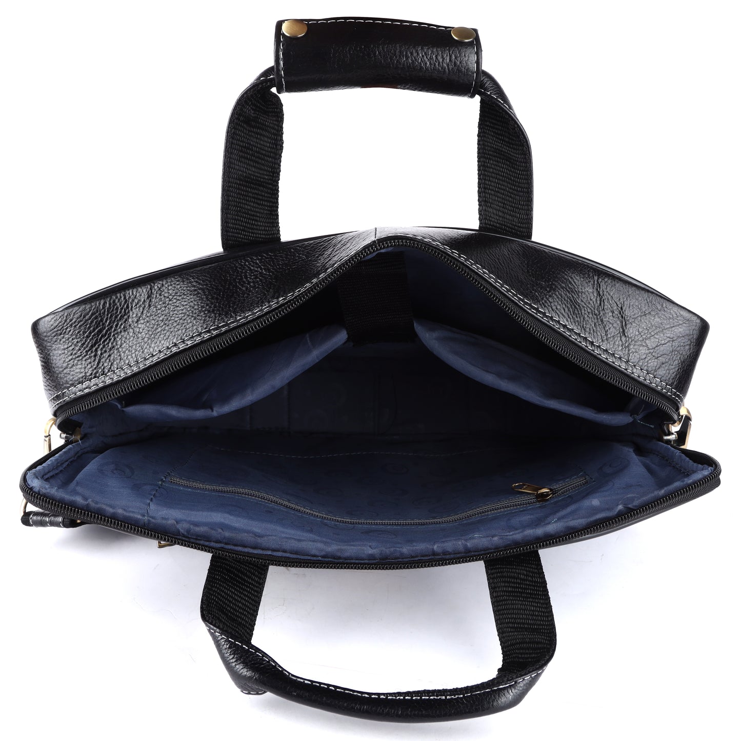 Vegan Leather Laptop Briefcase – 15.6" Multi-Pocket Executive Messenger Bag (Black)