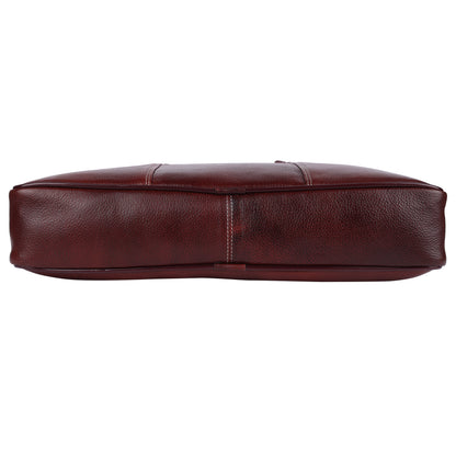 Full-Grain Leather Laptop Briefcase – 15.6" Slim Professional Messenger Bag (Mahogany)
