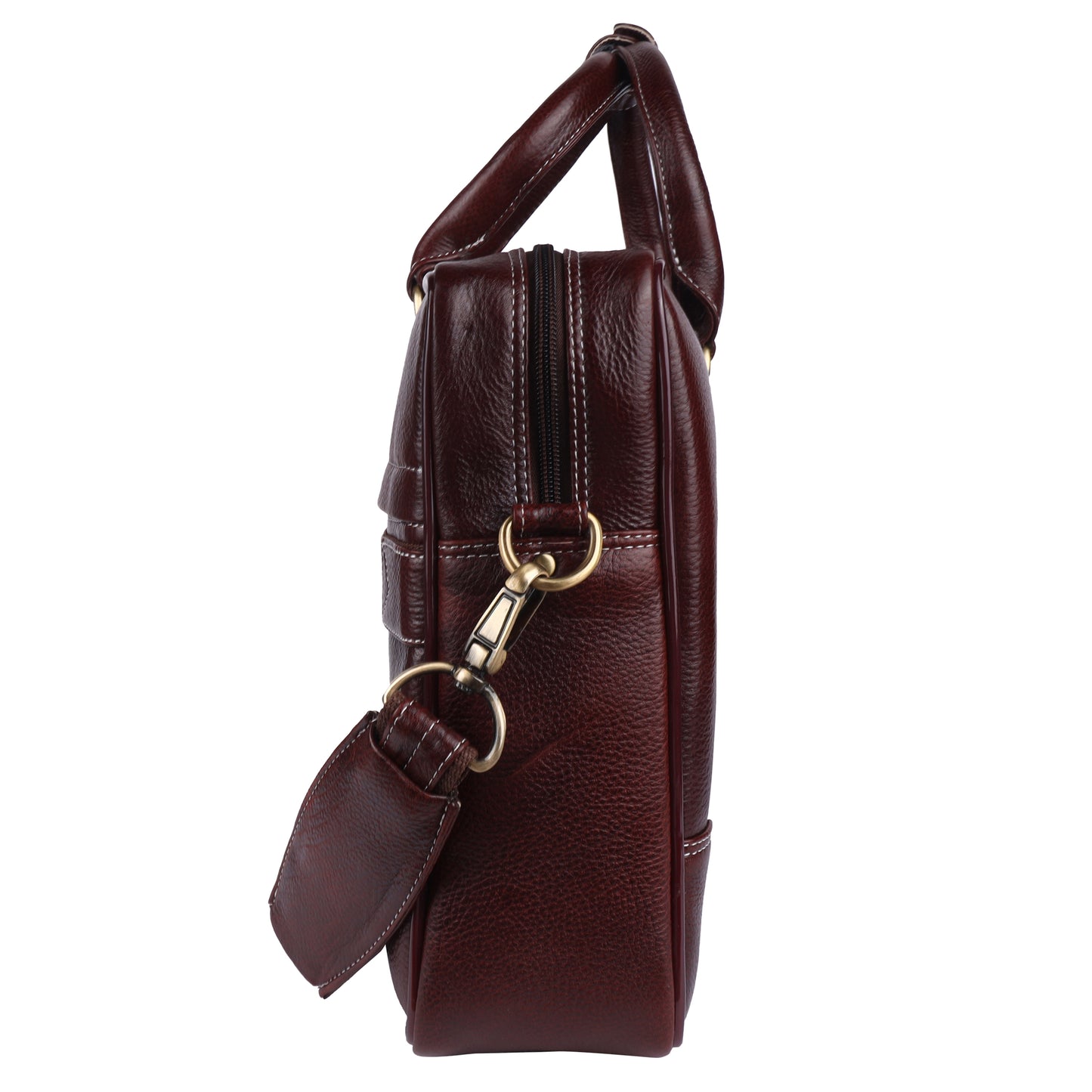 Premium Full-Grain Leather 15" Laptop Briefcase – Deep Mahogany