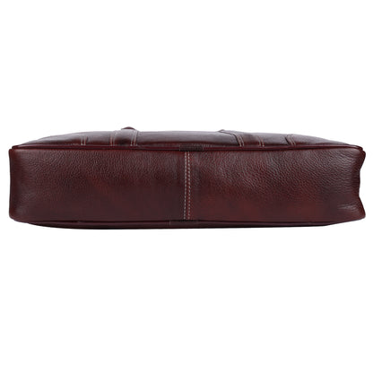 Premium Full-Grain Leather 15" Laptop Briefcase – Deep Mahogany
