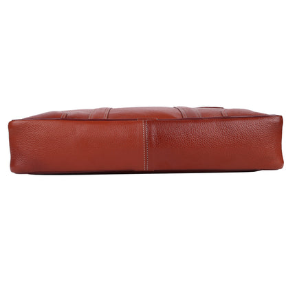 Full-Grain Leather Executive Laptop Briefcase – 15.5" (Cognac Brown)