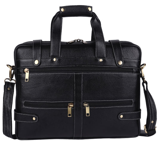15-Inch Leather Business Bag | Water-Resistant Laptop Messenger with Adjustable Strap | 1kg Lightweight Office Bag