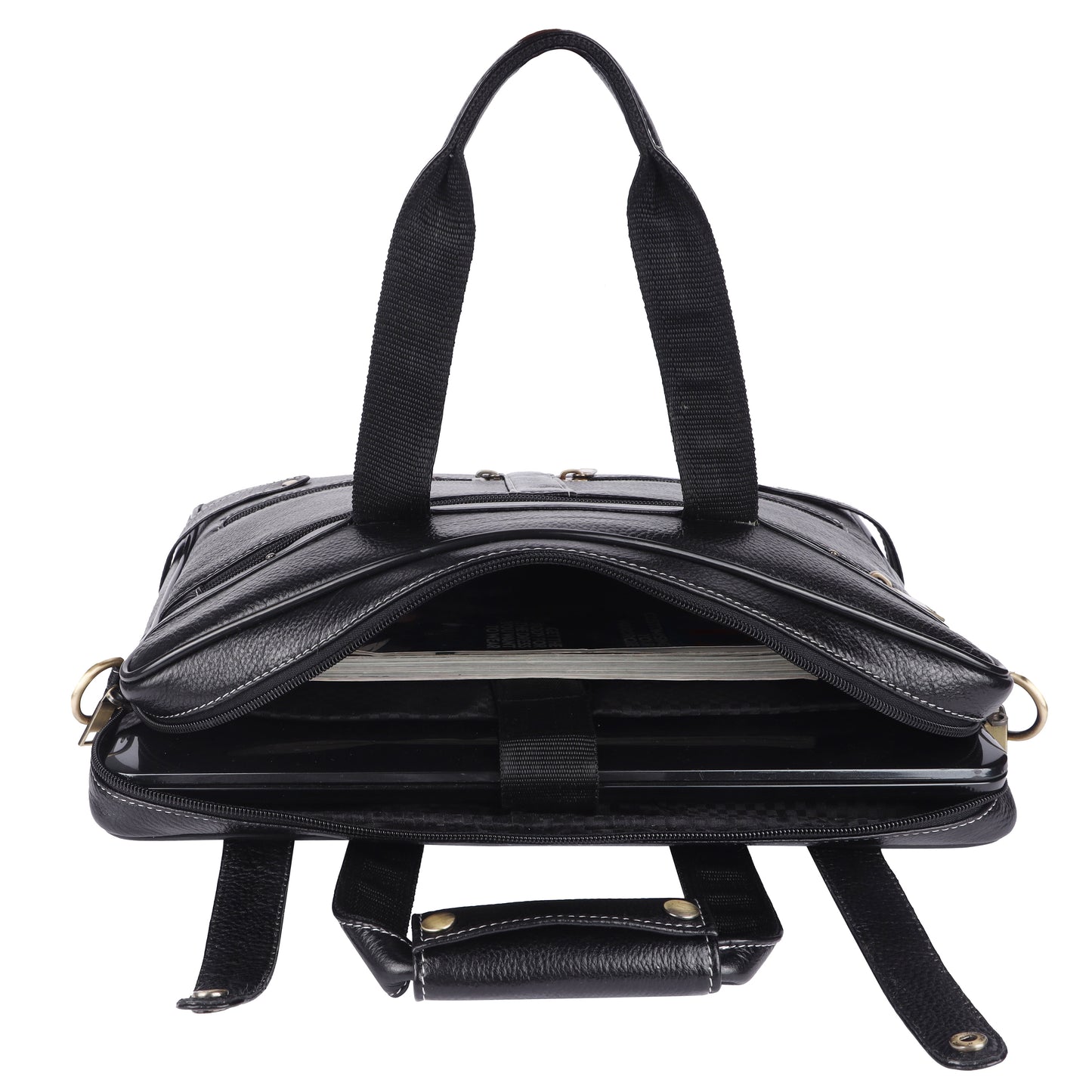 Water-Resistant Leather Laptop Bag – 15" Lightweight Office Messenger Bag