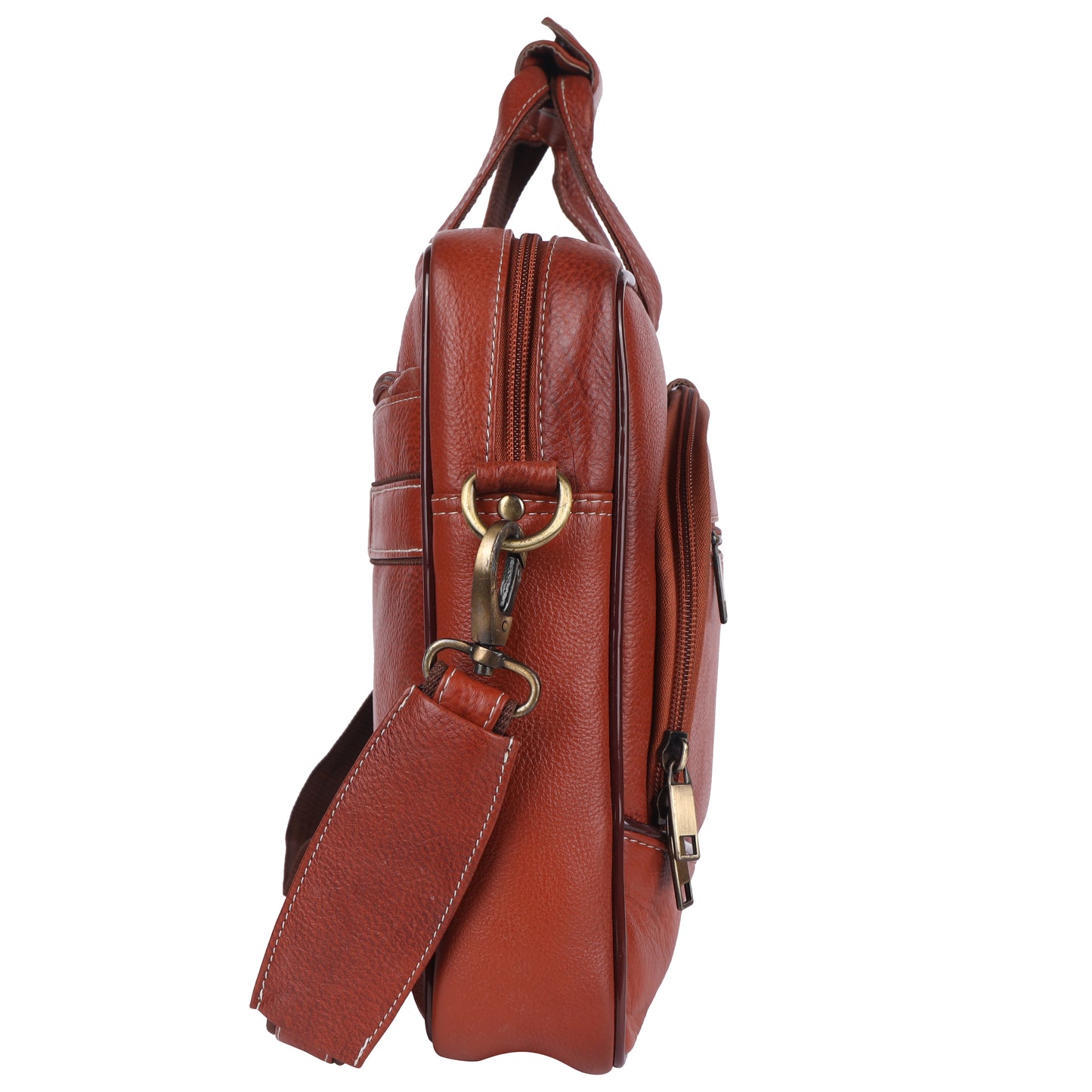 Genuine Leather Laptop Briefcase – 15.5" Professional Messenger Bag (Tan)