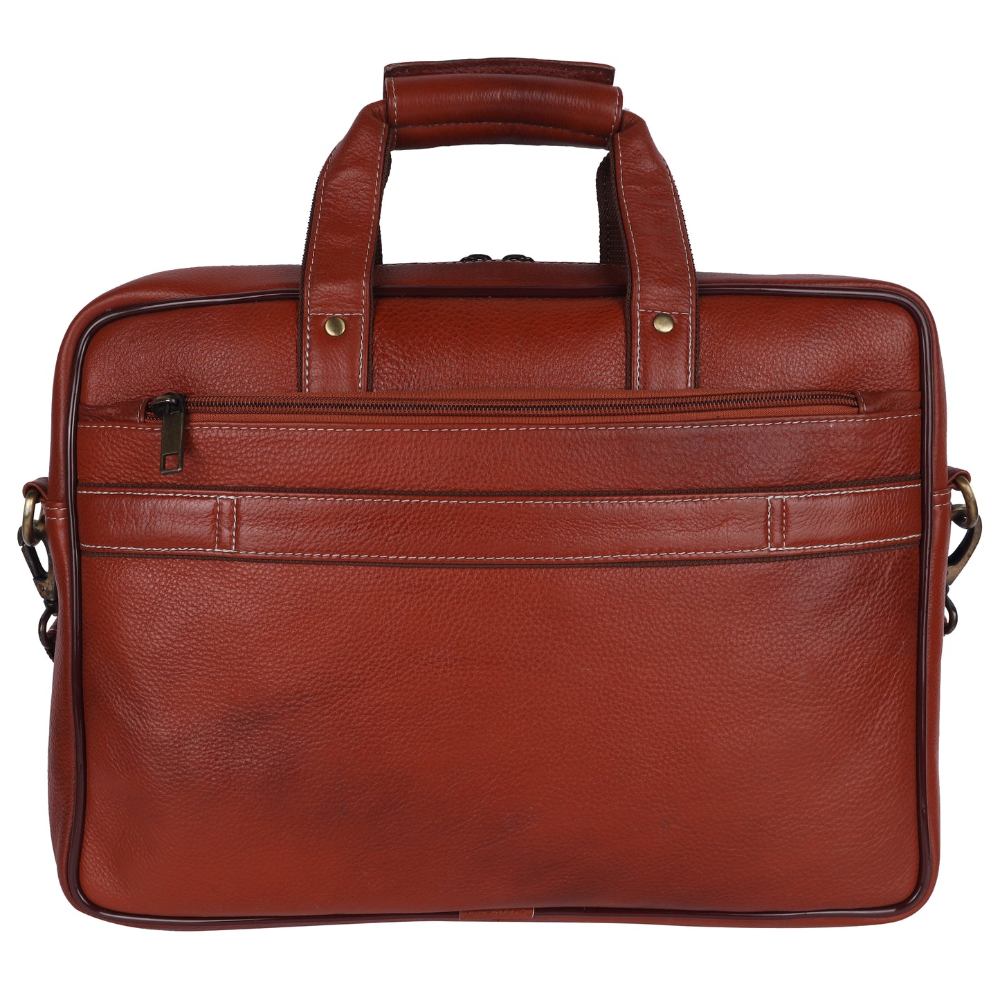 Genuine Leather Laptop Briefcase – 15.5" Professional Messenger Bag (Tan)