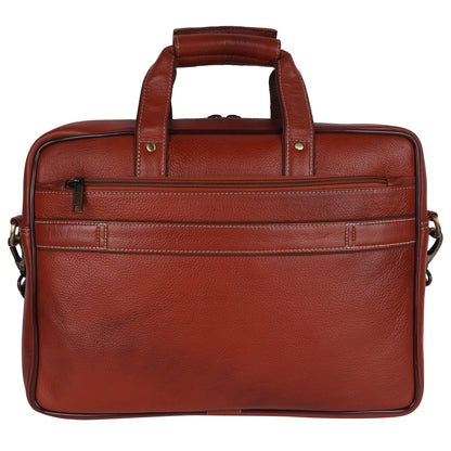 Genuine Leather Laptop Briefcase – 15.5" Professional Messenger Bag (Tan)