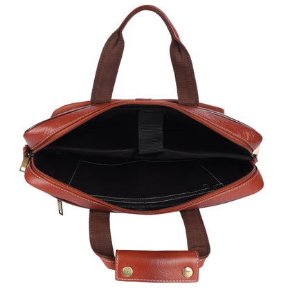 Genuine Leather Laptop Briefcase – 15.5" Professional Messenger Bag (Tan)