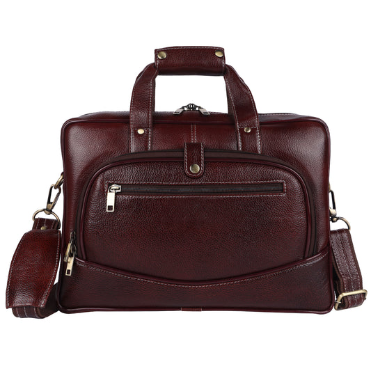 Premium Faux Leather Laptop Briefcase – 15.6 Inch Professional Messenger Bag (Burgundy)